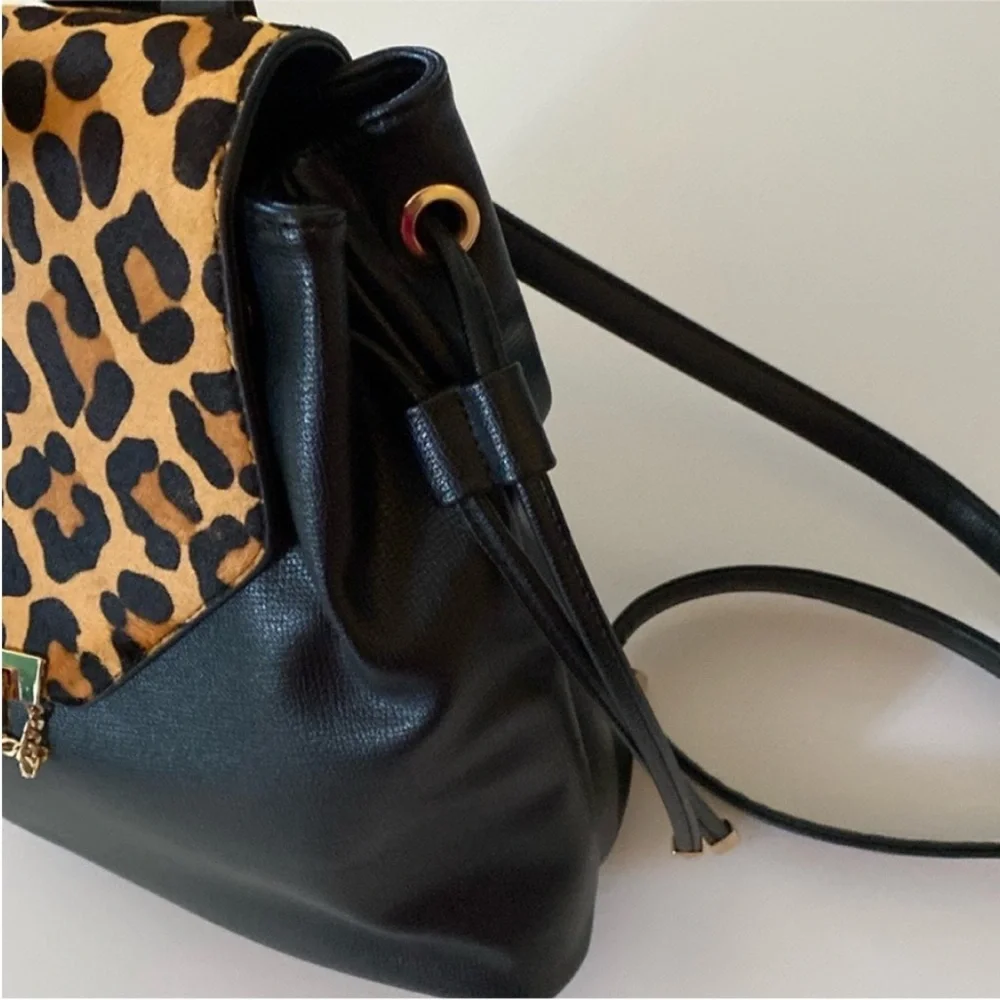 Dune London Backpack Black Leopard Accent